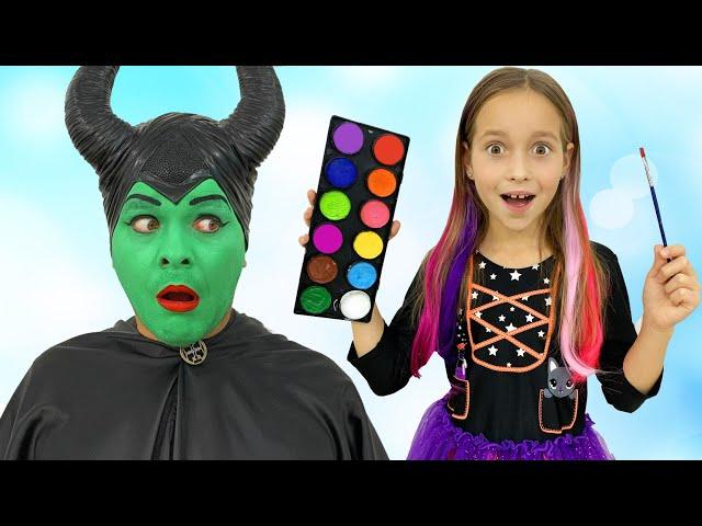 Sofia makes on Halloween Makeup and Costume for Dad