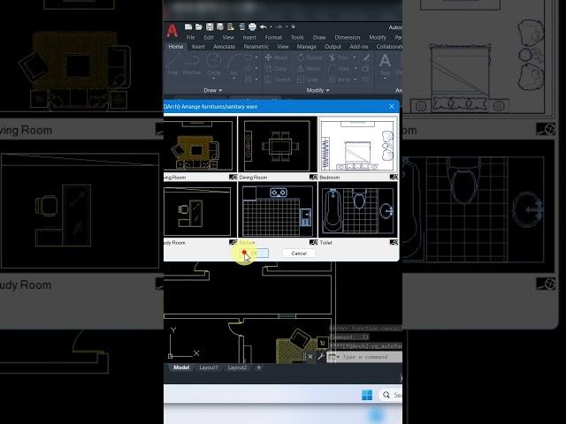 How to add Furniture in Autocad Autocad Tutorial #autocadtutorials  #autocad #autocadblocks