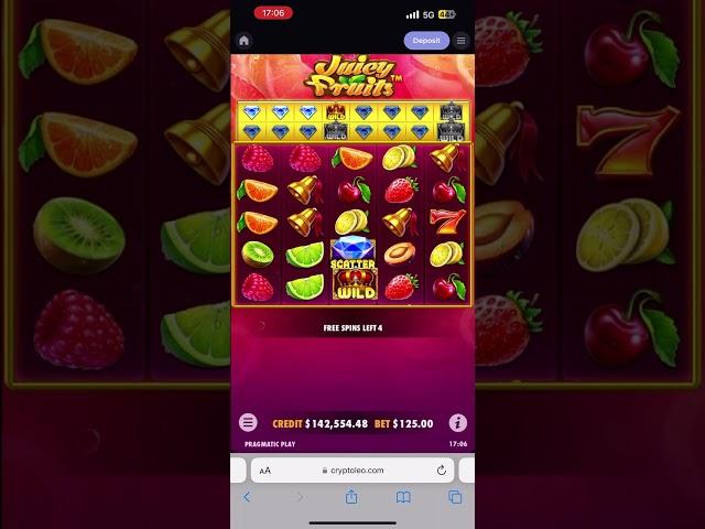 Juicy Fruits // Cryptoleo pay insane on max bet ( never seen this ) MUST WATCH!!!