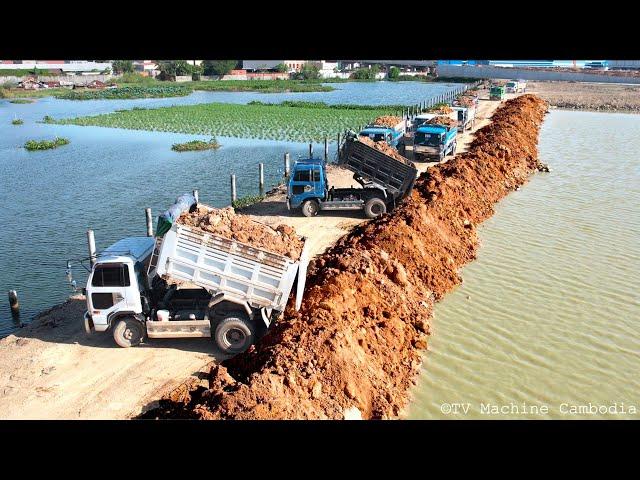 Amazing Opening New ZONE & Experience Operating Of Project Filling Land Dozer Leveling Into Water