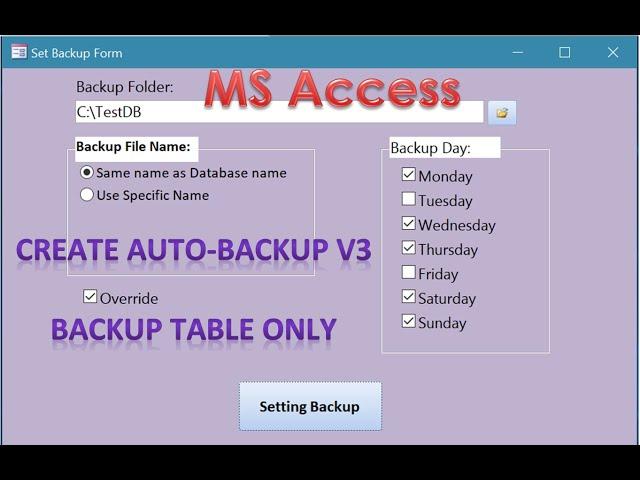 Create Auto-Backup Table Only in Access Database