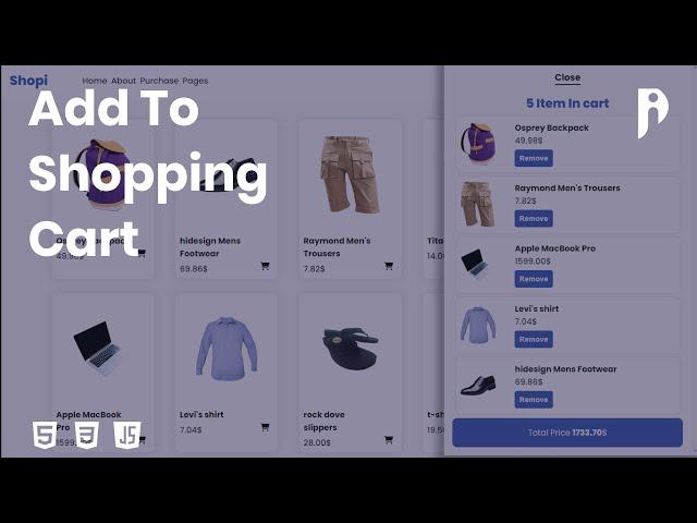 Add To Shopping Cart | HTML, CSS, and JavaScript tutorial