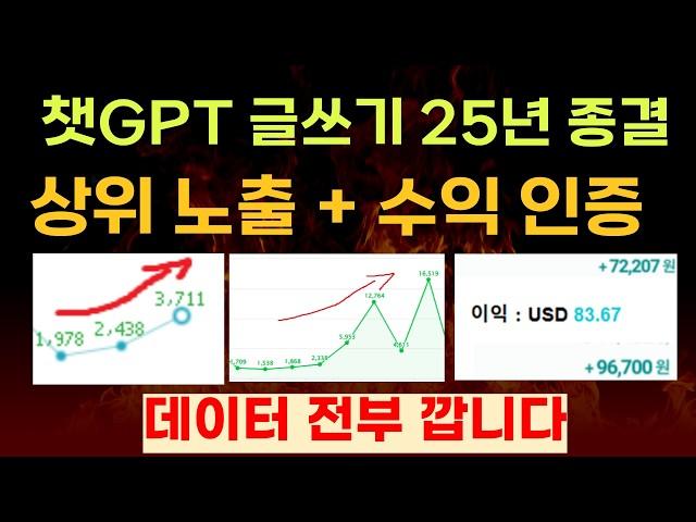 챗GPT 블로그 글쓰기 25년 종결 : 모든 데이터 오픈(상위노출, 수익, 방문자)