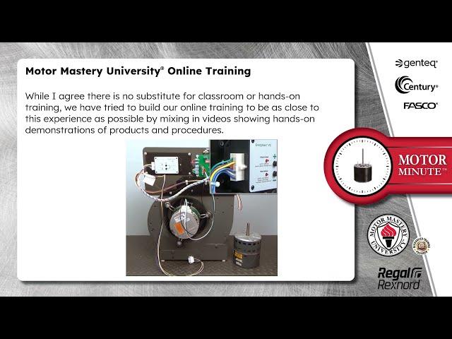 Motor Minute™ Technical Tip: Motor Mastery University® Online Training