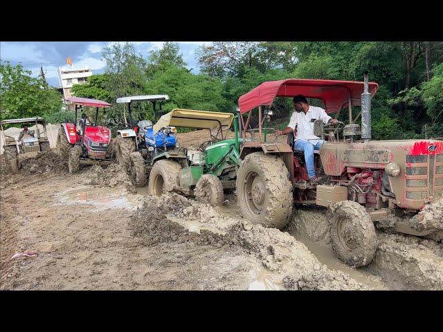 Tractor Power Test in Deep Mud Mahindra Arjun Novo New Holland Eicher 485 John Deere Tractor show