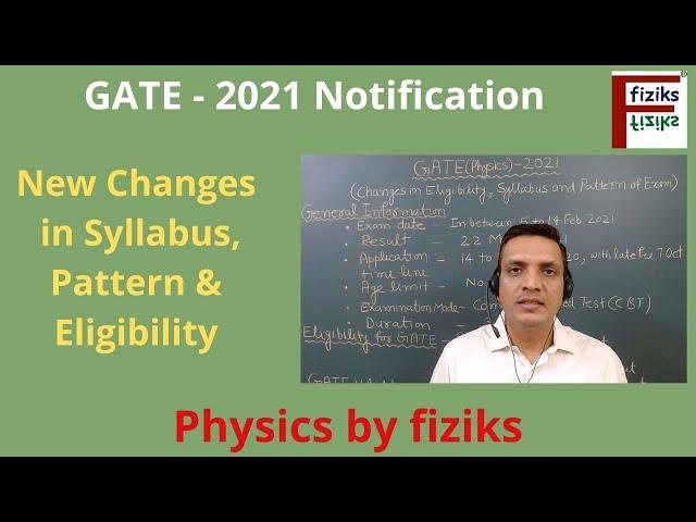 GATE Physics 2021 Notification||New changes in Syllabus, Pattern and Eligibility