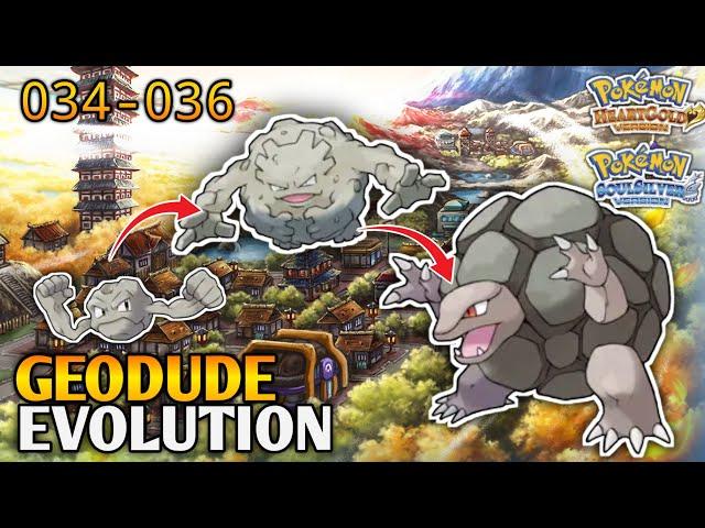 How To Evolve Geodude Into Graveler And Golem In Pokemon Heart Gold & Soul Silver | Johto Pokedex