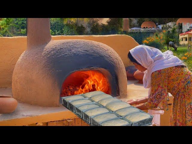 Village Woman Bakes MILK BREAD in WOOD FIRE MUD OVEN in the village ll