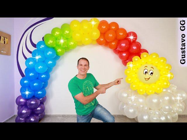BALLOON ARCH TUTORIAL  ( rainbow balloon arch ) birthday decoration ideas at home - gustavo gg
