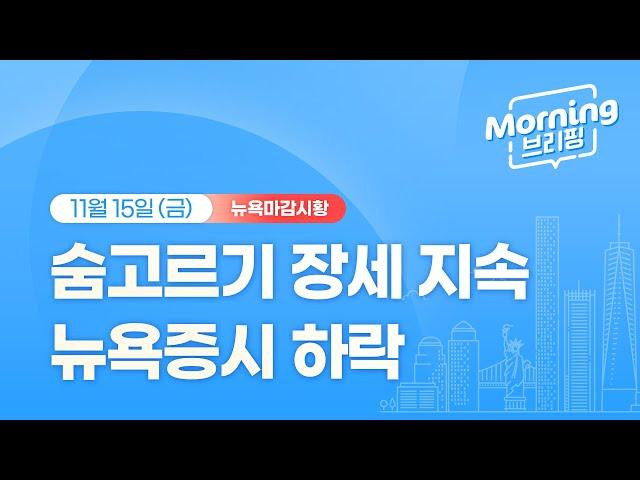 [모닝브리핑] 뉴욕 마감 시황을 핵심만 쏙쏙 뽑아 전해드립니다 (2024년 11월 15일)