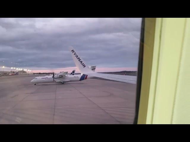 Take off from Las Palmas Airport. Ryanair evening flight to Madrid. May 2022