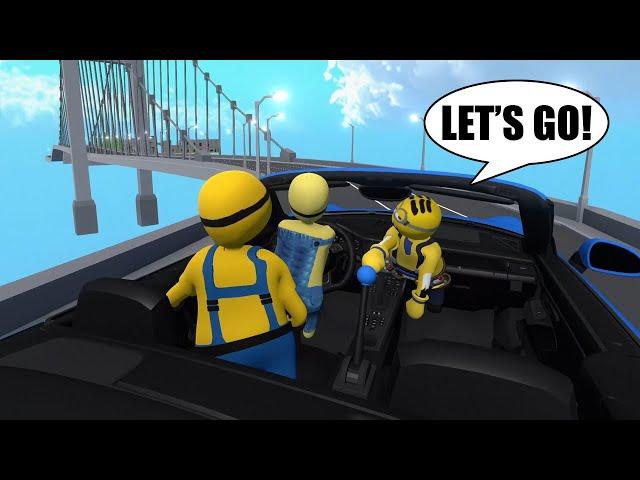 3 MINIONS DRIVING PORSCHE in HUMAN FALL FLAT