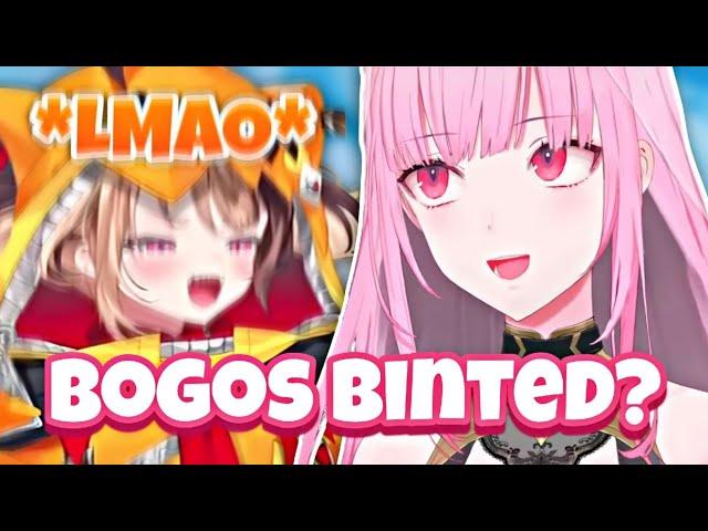 Calli and Gigi laugh over the BOGOS BINTED meme [Hololive EN]