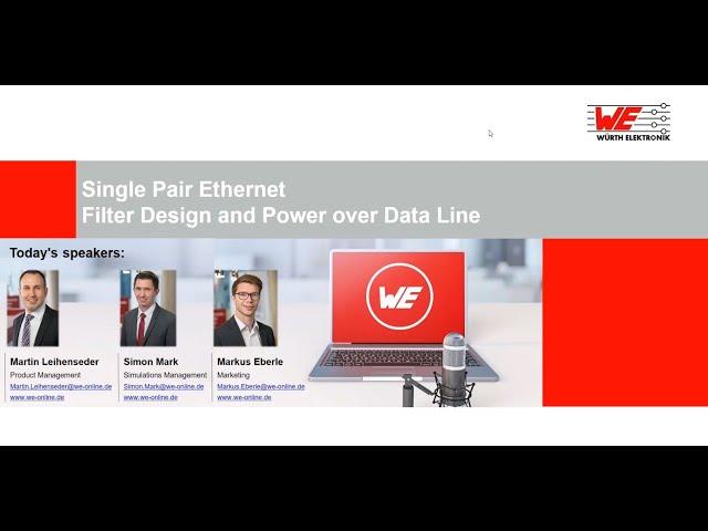 Würth Elektronik Webinar: Single Pair Ethernet - Filter Design and Power over Data Line