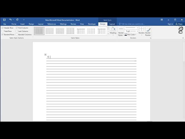 How to create lined paper in Word