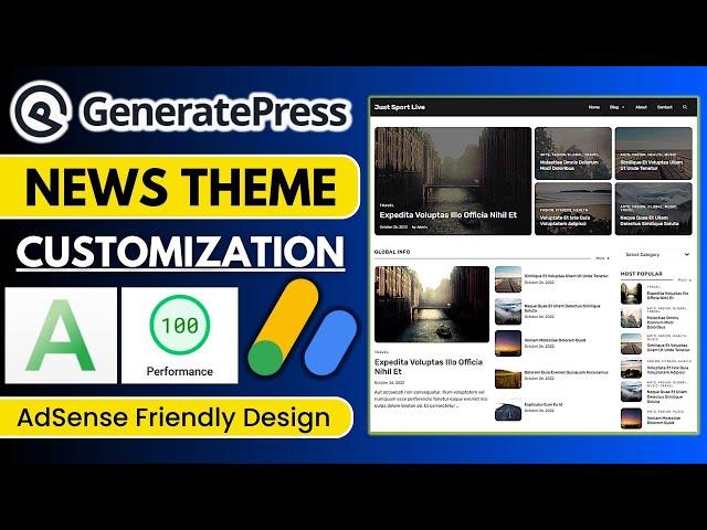 GeneratePress News Theme Customization for News Portal | AdSense Friendly Design 2024