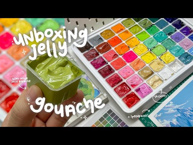 ASMR jelly gouache, unboxing and speedpaint