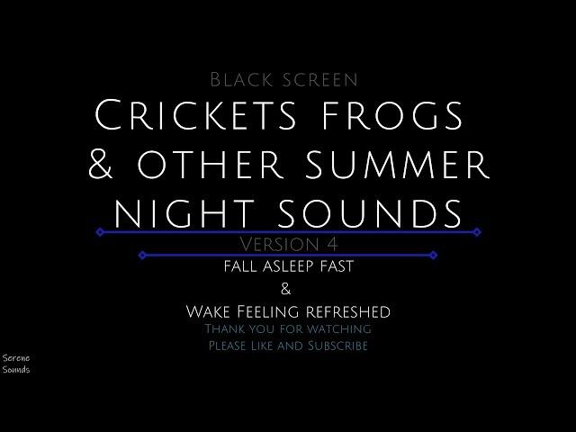 Black Screen 10 Hours - Crickets and Frogs - Summer Night Sounds - Cricket Sounds - Frog Sounds - V4