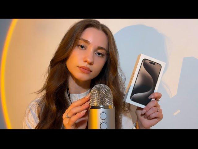 ASMR iPhone 15 Pro Unboxing (tapping, rambling)