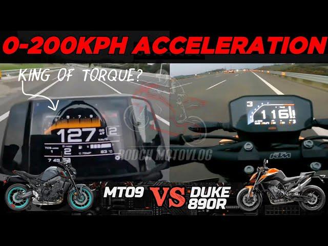 Yamaha MT09 ️ KTM 890 Duke R | 0-200kph Acceleration | Top Speed Attempt 