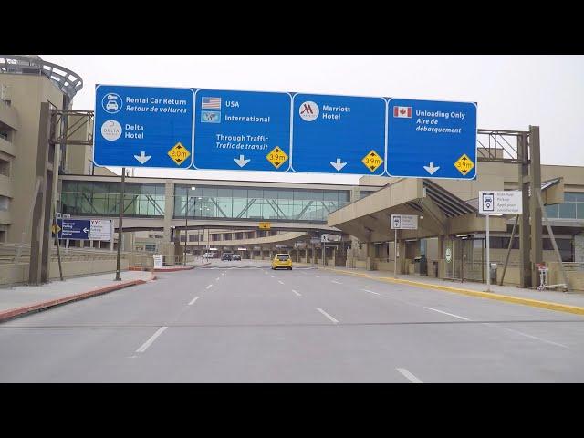 Calgary Airport (YYC) - Driving to Downtown. ALBERTA Canada.