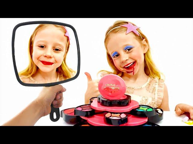 Nastya and Stacy play with makeup toys