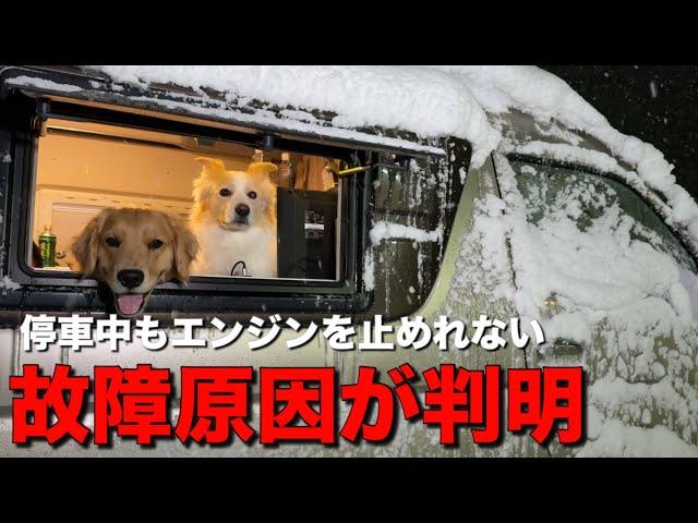 豪雪地帯で雪が原因で車が故障...。原因を突き止めました【犬と車中泊】