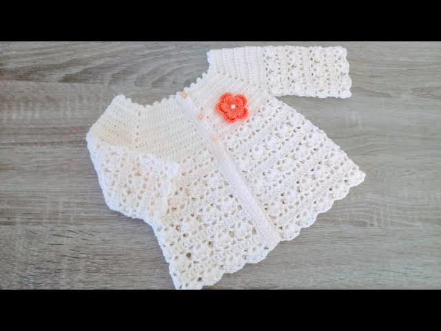 JERSEY CHAMBRITA O CHAQUETITA A CROCHET PARA BEBE - FACIL Y RAPIDO -0 A 3 MESES