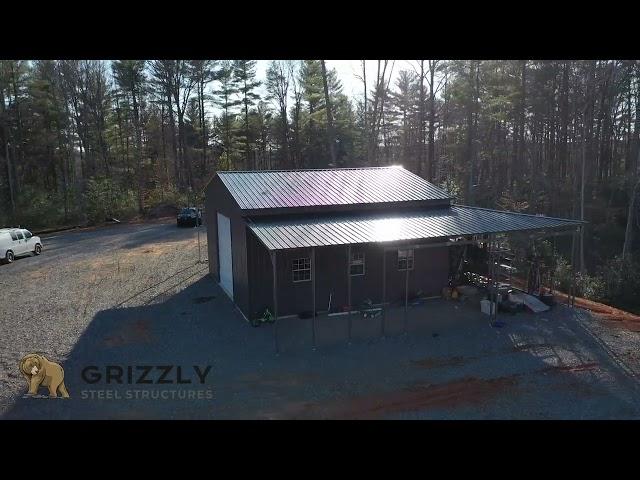 Grizzly Steel Structures - 30x45x12 Garage w/ (2) 12x45x10 Lean-to's