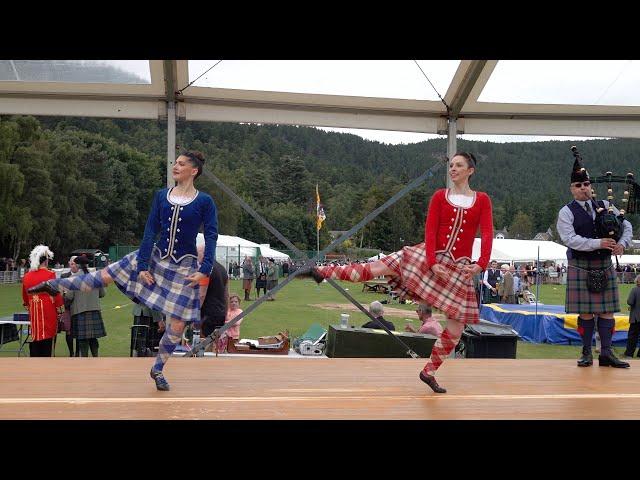 Shawn Trews Highland dancing by Scottish champions during 2024 Ballater Highland Games