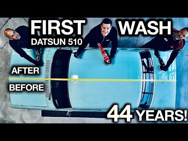 First Wash in 44 Years Datsun 510 Disaster Detail HUGE Before and After!