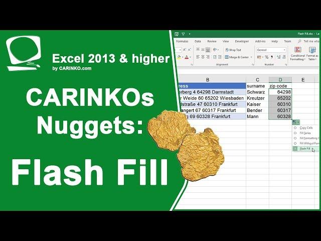 Flash Fill in Microsoft Excel Version 2013 and higher - CARINKOs nuggets - carinko.com