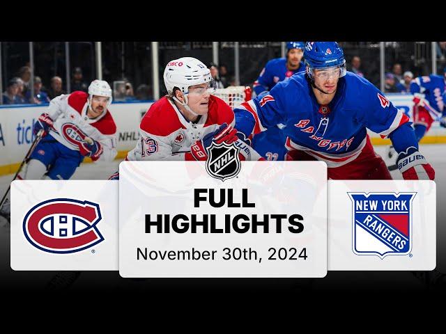 NHL Highlights | Canadiens vs. Rangers - November 30, 2024