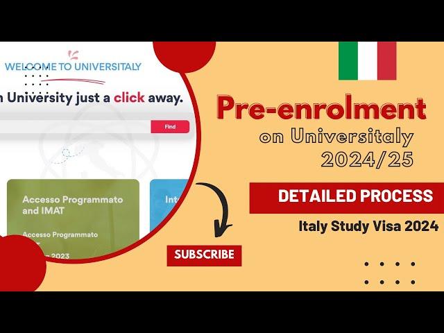 PRE-ENROLMENT PROCESS FOR ITALY 2024 | New Updated Process| Study in Italy