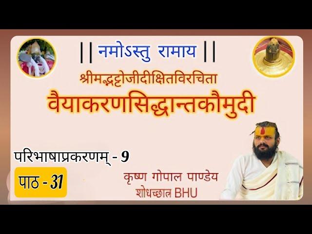 वैयाकरणसिद्धान्तकौमुदी (प्रथम-भाग) पाठ -31 || परिभाषा प्रकरणम्  || KRISHNA GOPAL PANDEY ||