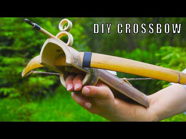 How to make a mini creative and accurate crossbow from bamboo at home.One hand easy control.