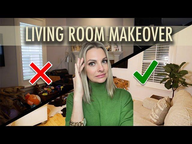 Living Room MAKEOVER! From cluttered and gaudy to minimal and chic!