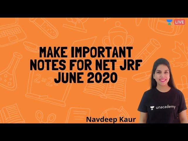 NTA NET JRF Starting Notes | NTA UGC NET | Unacademy Live - NTA UGC NET