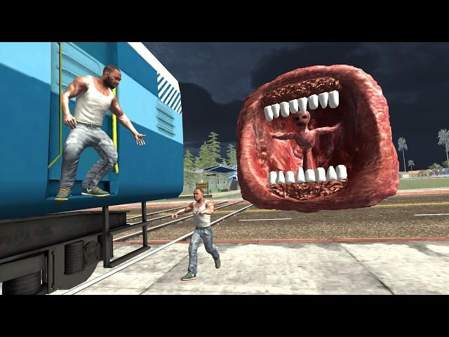 Franklin Fight Train Eater Monster in Indian Bike Driving 3D