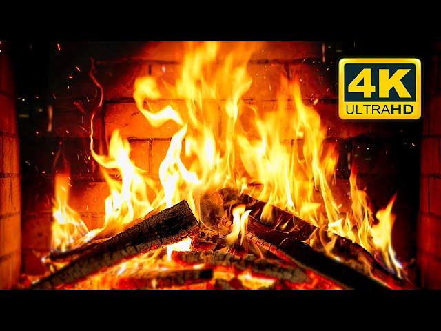  Cozy Fireplace 4K (12 HOURS). Fireplace with Crackling Fire Sounds. Crackling Fireplace 4K