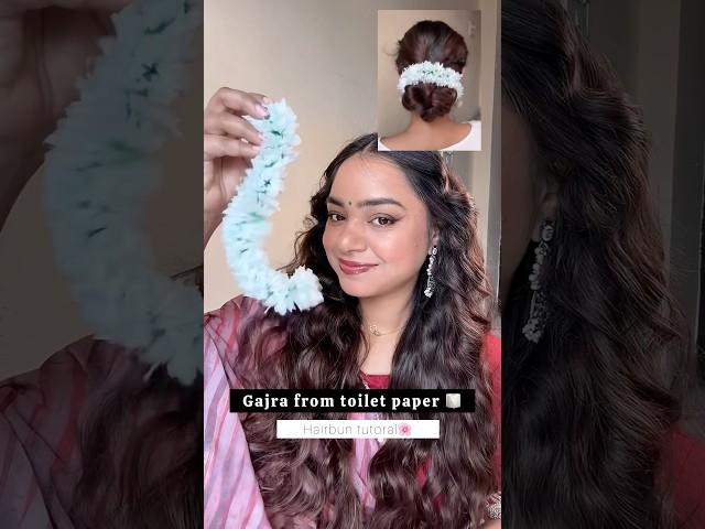 Gajra from toilet paper  Hair bun tutorial  || #rajnandini #hairstyle #hairaccessories #shorts