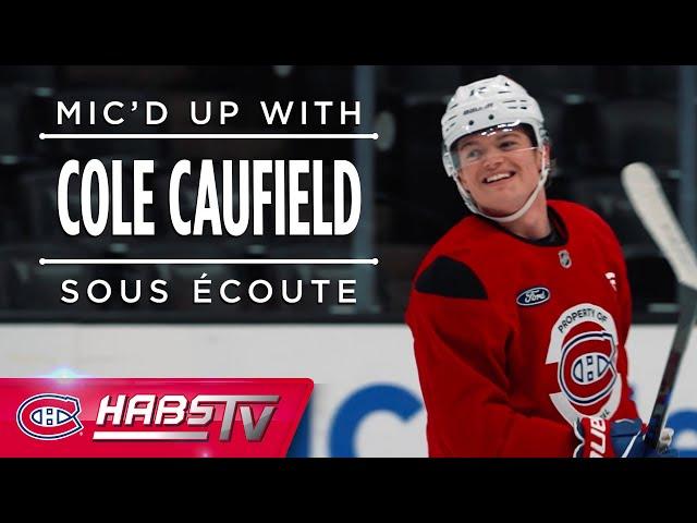 Cole Caufield mic'd up at practice in Anaheim