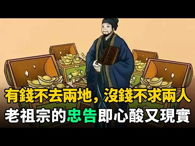 民間俗語：有錢不去兩地，沒錢不求兩人！何意？老祖宗的忠告心酸又現實