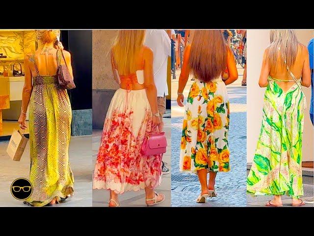 Milan's Summer 2024 Street Fashion: What are People wearing in August in Italy? Backless Maxi Dress