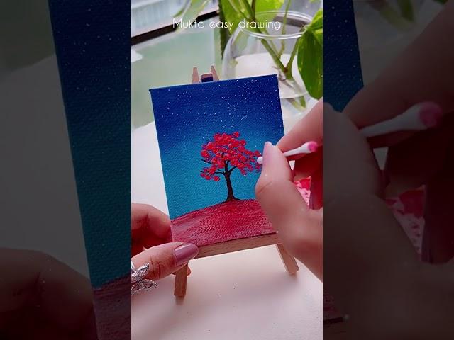 Simple & Easy Beautiful Tree Painting #shorts #art #painting #youtubeshorts