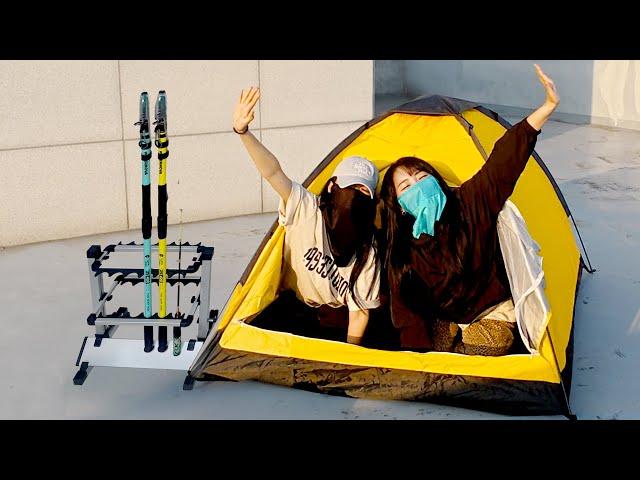 Sisters Preparing for Camping Fishing in a Garbage Patch [Reel Sister‍️]