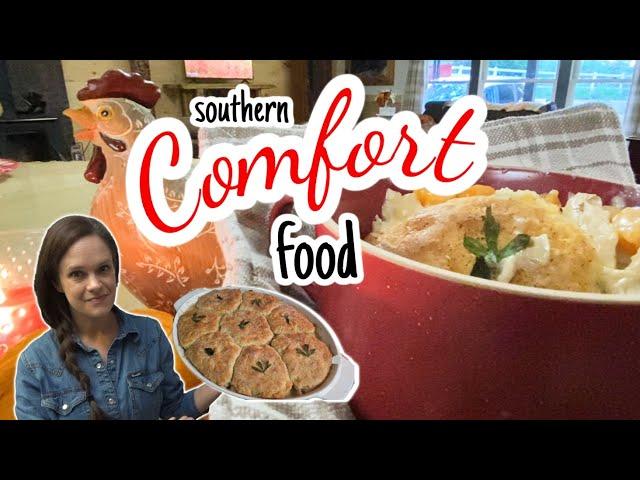 Dig into a BIG bowl of COMFORT!  Southern Chicken & Biscuits Pot Pie