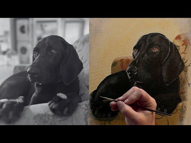 A Painting MORE REALISTIC Than The PHOTO? Labrador Painting Timelapse