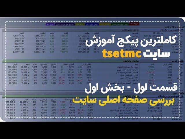 آموزش تابلوخوانی ( سایت Tsetmc)- قسمت اول-بخش‌ اول