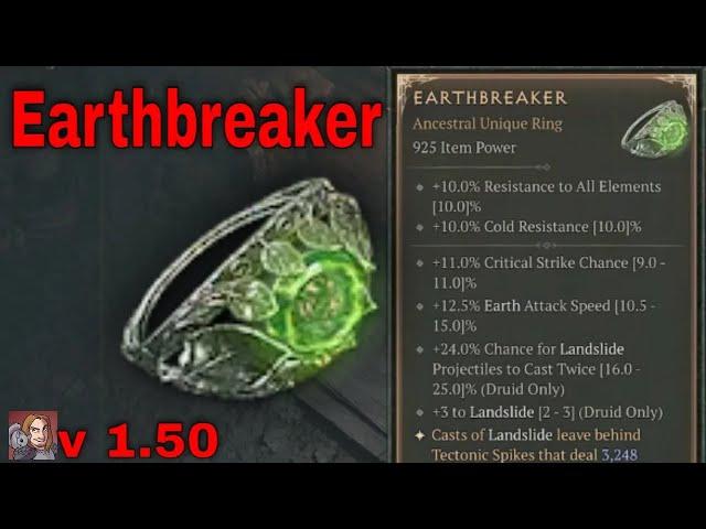 Diablo IV Unique Items - Earthbreaker (Druid Ring)[v1.5.0]